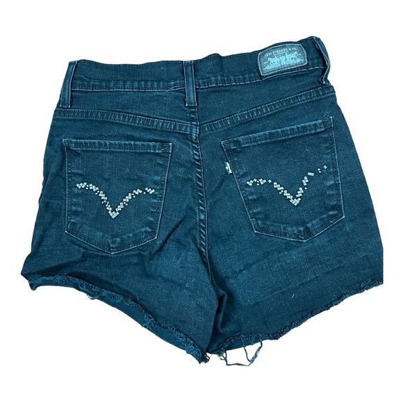 Levis Black Jean Shorts Cut Offs DIY Womens 2 Stretch Denim - Picture 4 of 4